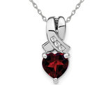 1.00 Carat (ctw) Heart Cut Garnet Pendant Necklace in Sterling Silver With Chain